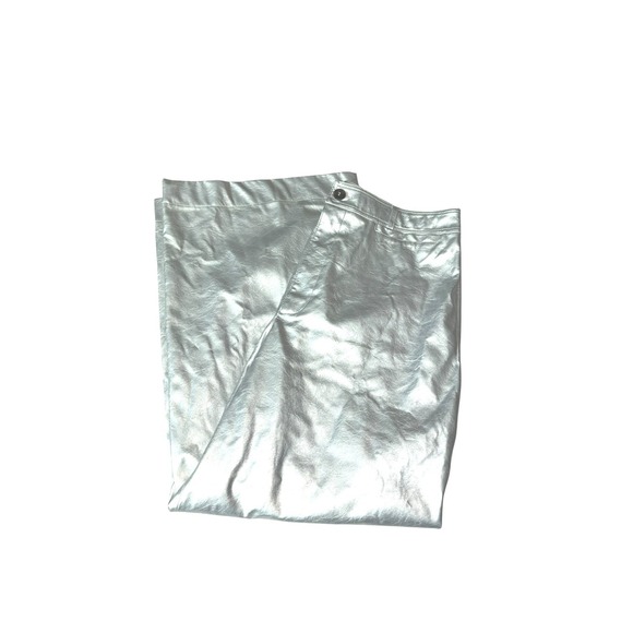 Maeve Anthro The Ettie Highrise Wide Leg Crop Faux leather metallic pants 33T - Picture 9 of 13